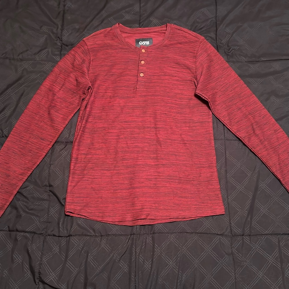 Men’s WarehouseOne Long-Sleeved Shirt - Maroon with Brown Buttons - US Small